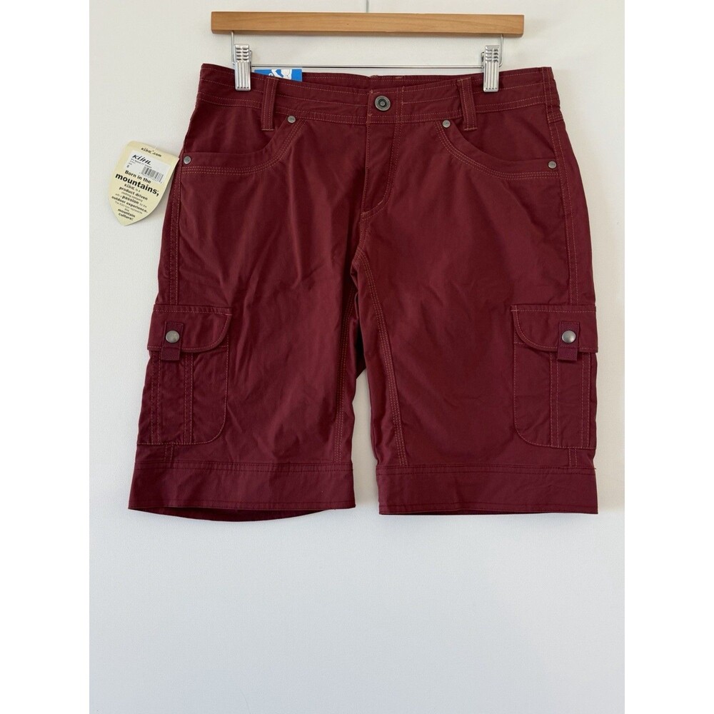 Kuhl Splash Cargo Shorts Women’s Size 8 Red Solid Regular Pockets 11" NWT